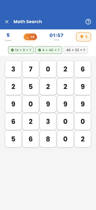 Math Number Search Screenshot